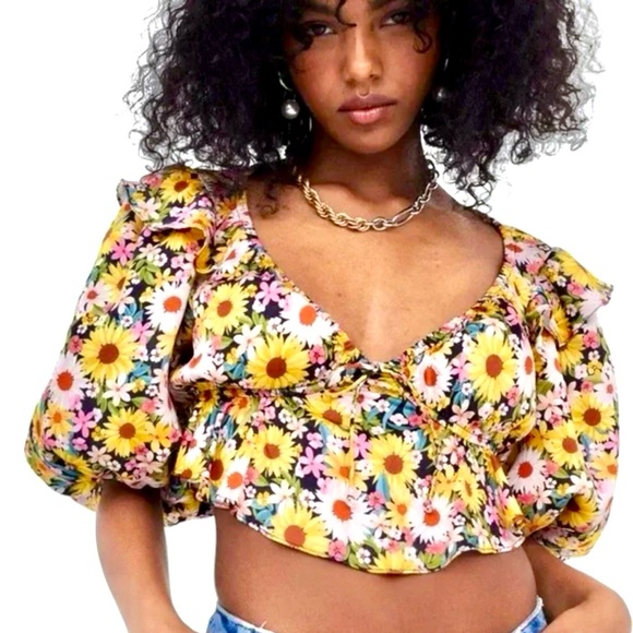 New For Love And Lemons Glenn Daisy 🌼 Floral Top - Picture 1 of 9